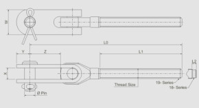 OS Toggle für Wantenspanner 3/8 " mit Linksgewinde, Bolzen mit Splint, nur 3 x lieferbar