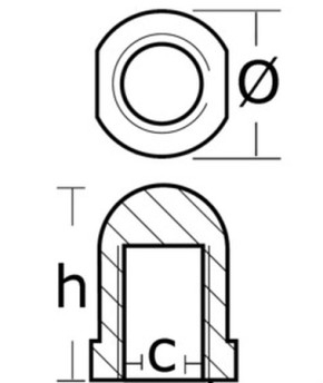 Wellenanode 22/25 mm Gewinde 16 x 2 mm, nur 2 x lieferbar