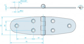 Roca Scharnier rostfreier Stahl 70+70x40mm verdeckt