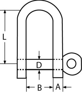 Schlüsselschäkel ohne Steg A4-AISI316 6 mm