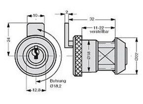 Zylinder Hebelschloss - Zylinder-Hebelschloss, Zinkdruckguss