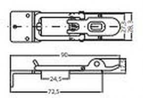 Hebelverschluss Messing verchromt abgewinkelt