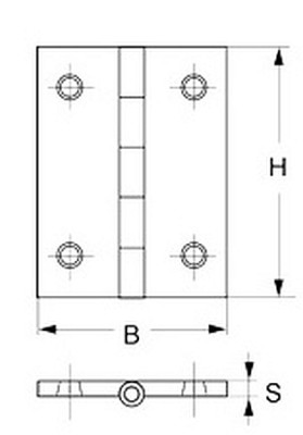 Flachliegendes Edelstahlschanier mit 6 Befestigungslöchern