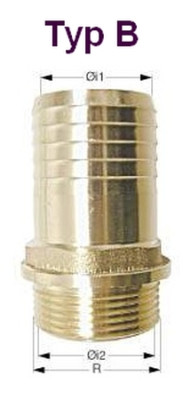 Schlauchtüllen - Messing gerade - Typ A 3/8 " mit Außengewinde Schlauch-Ø 9, 13 0der 16 mm