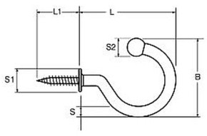 Haken mit Beffe - Edelstahl 1.4301, poliert