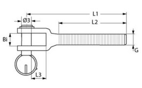 Blue Wave Gabelende für Wantenspanner M8 / Links