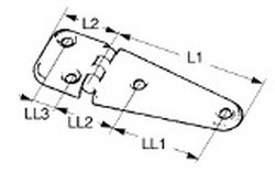 Edelstahlscharnier 74 x 20 mm, nur noch 6 x lieferbar