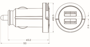 USB Adapter Zigarettenanzünder, 2 x USB