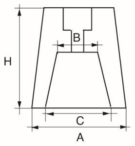 Wellen-Anode konisch, Zink