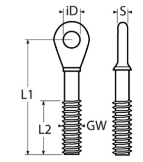 Mini-Auge mit Linksgewinde A4, metrisch M6