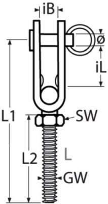 Toggle mit Linksgewinde A4, metrisch M8