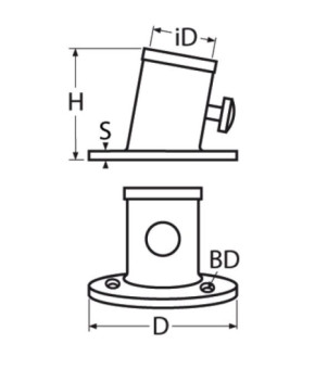 Flaggenstockhalter mit Feststellschraube au V2A, nur 1 x lieferbar