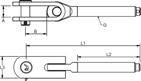Blue Wave Toggle für Wantenspanner 7/16 " mit Linksgewinde, Bolzen mit Splint, nur 1 x lieferbar