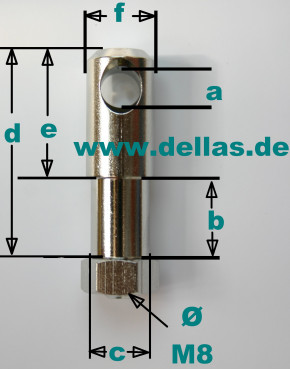 Mastfußbolzen Ø 14 mm, M6 Gewinde