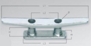 Belegklampe Edelstahl 2-Loch AISI316 100 mm