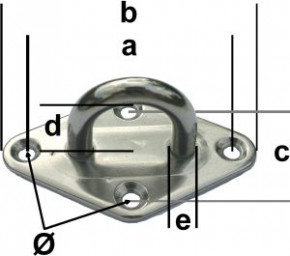 Augplatte rautenförmig 64 mm