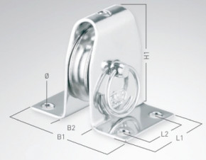 Stehblock für Draht Gleitlager 4 mm - 1 Rolle, Rolle vernietet