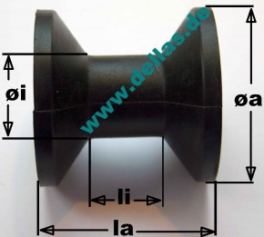 Bugrolle Gummi, Schwarz, 75 mm