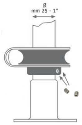 Relingsblock mit Kugellager für 25 mm Relingsstützen